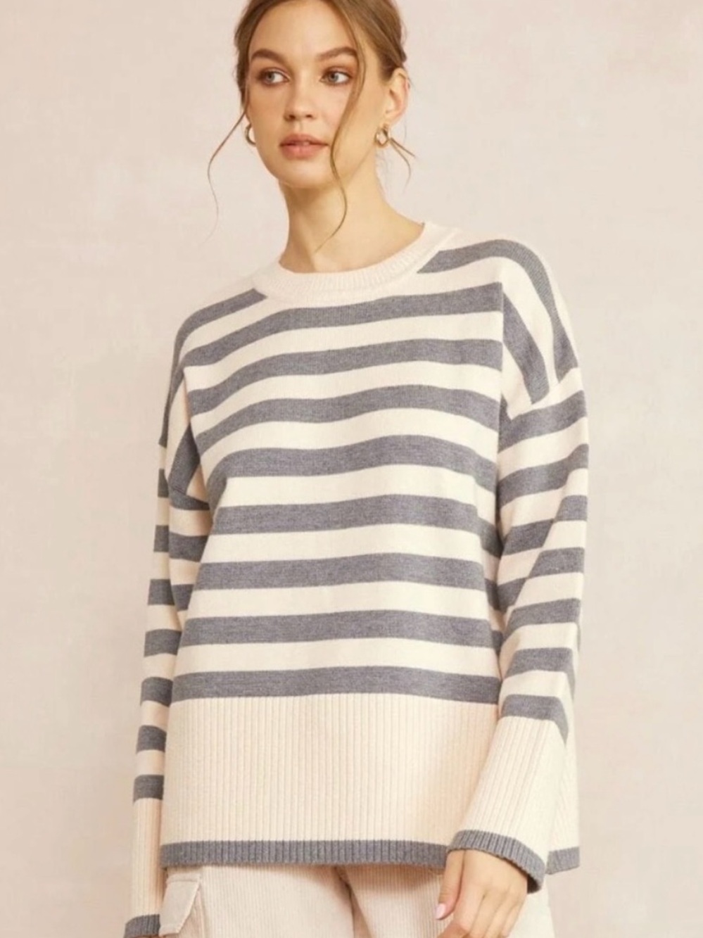 Zara Striped Knit Oversized Sweater Size L